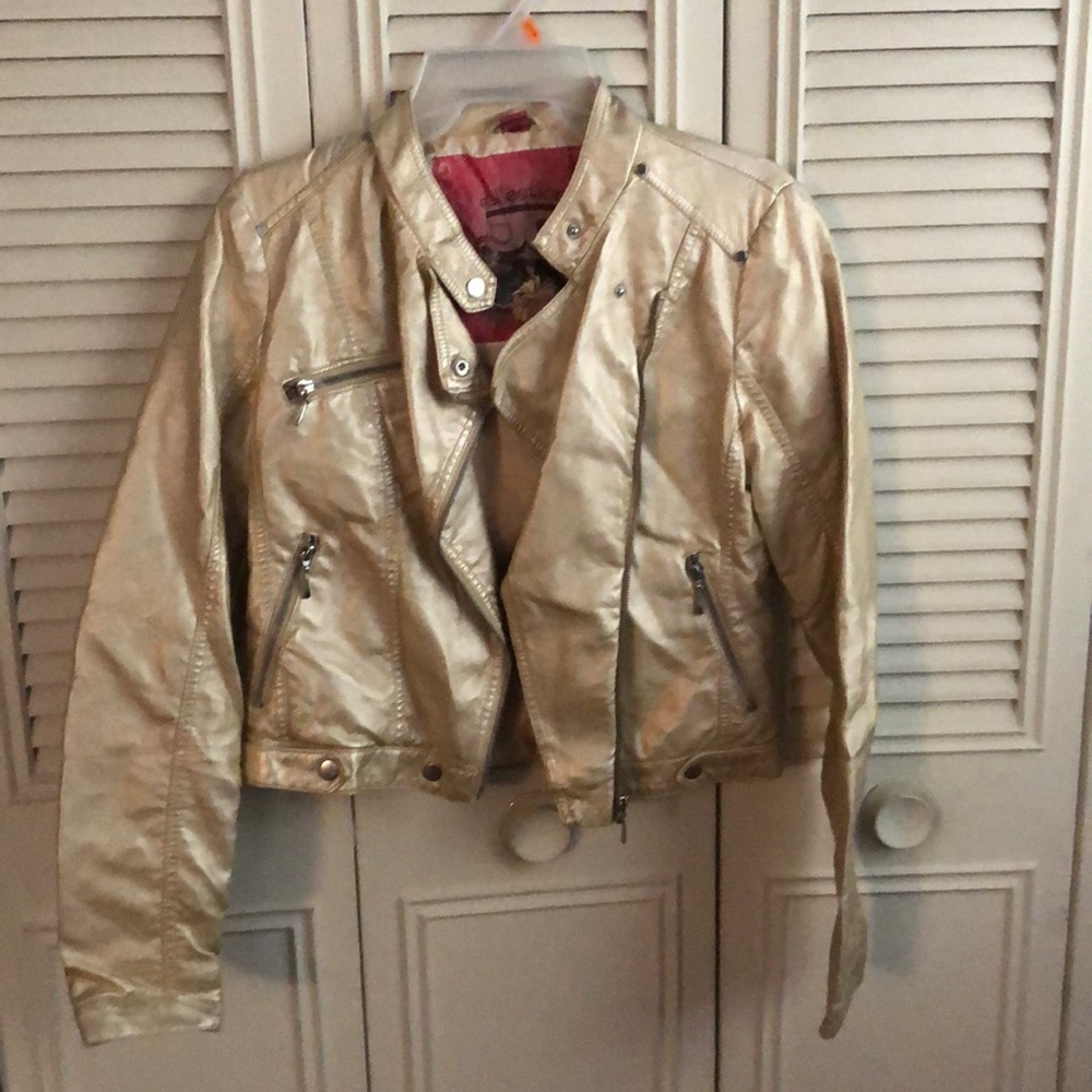 gold biker jacket